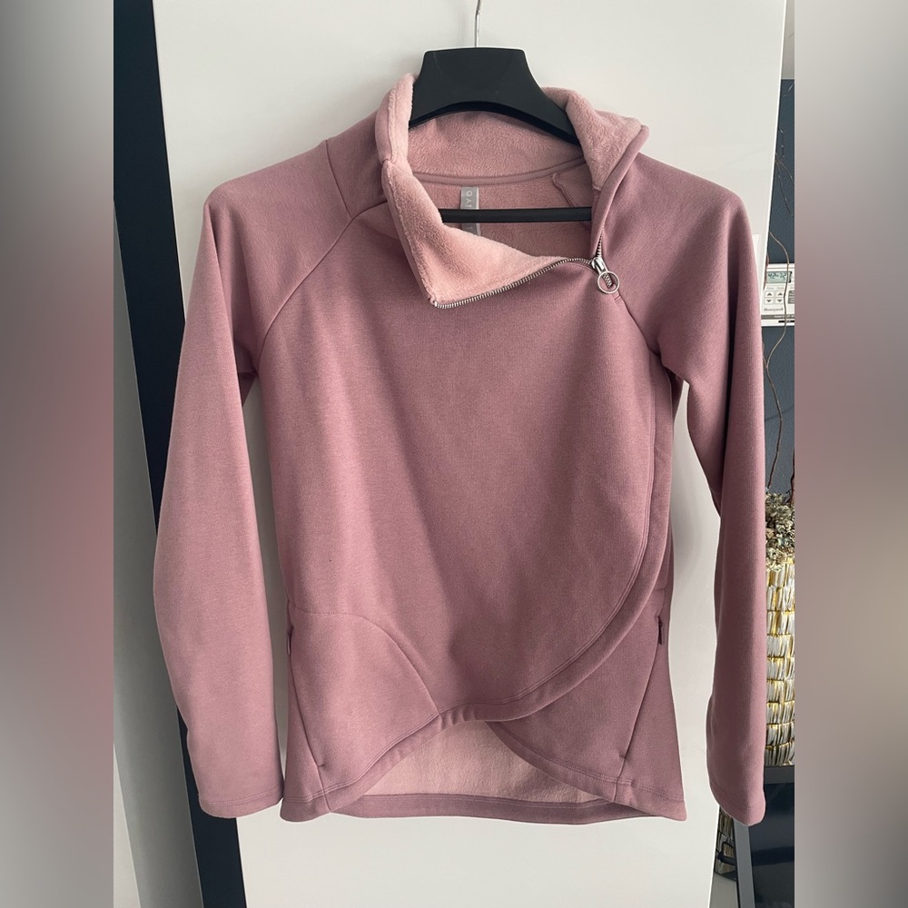 Athleta Sweater Womens Pink Pullover Asymmetrical Quarter Zip Fleece Size XS